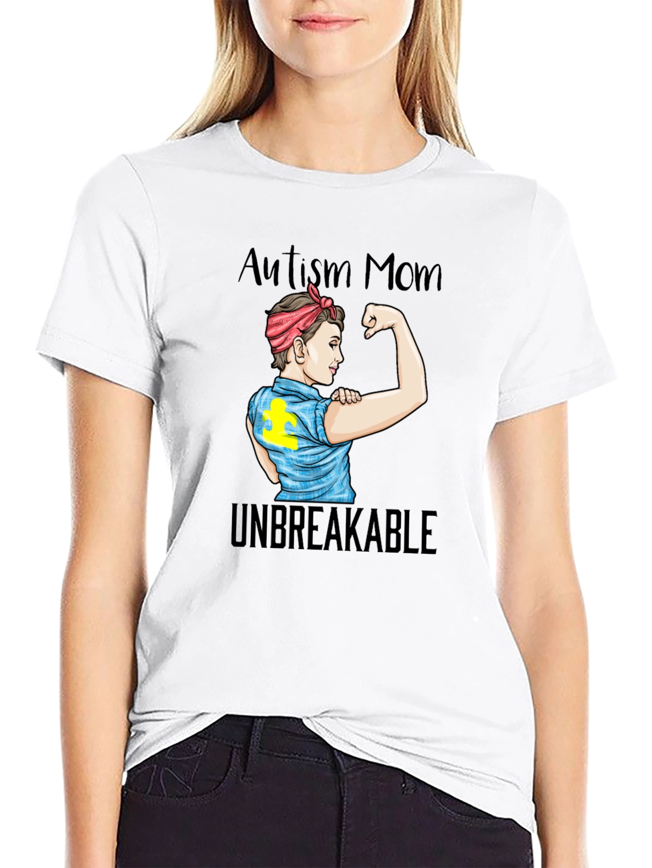 Black Autism Mom Unbreakable Graphic T-Shirt view 9