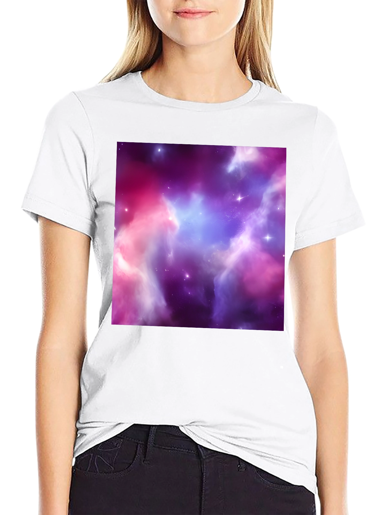 Black Nebula Print Tee - Black Short Sleeve Men's T-Shirt view 9