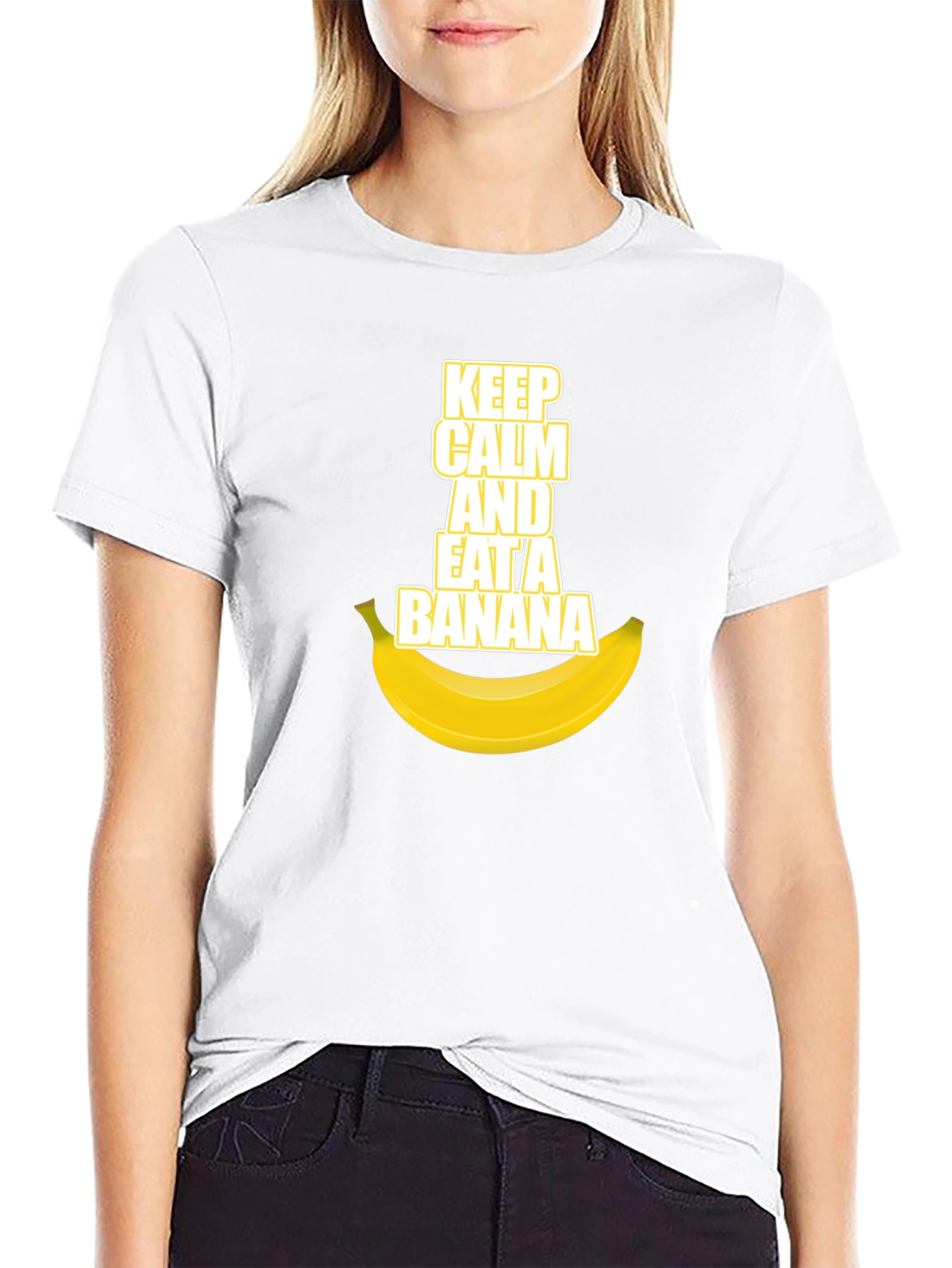 Black Keep Calm and Eat a Banana Graphic Tee view 9
