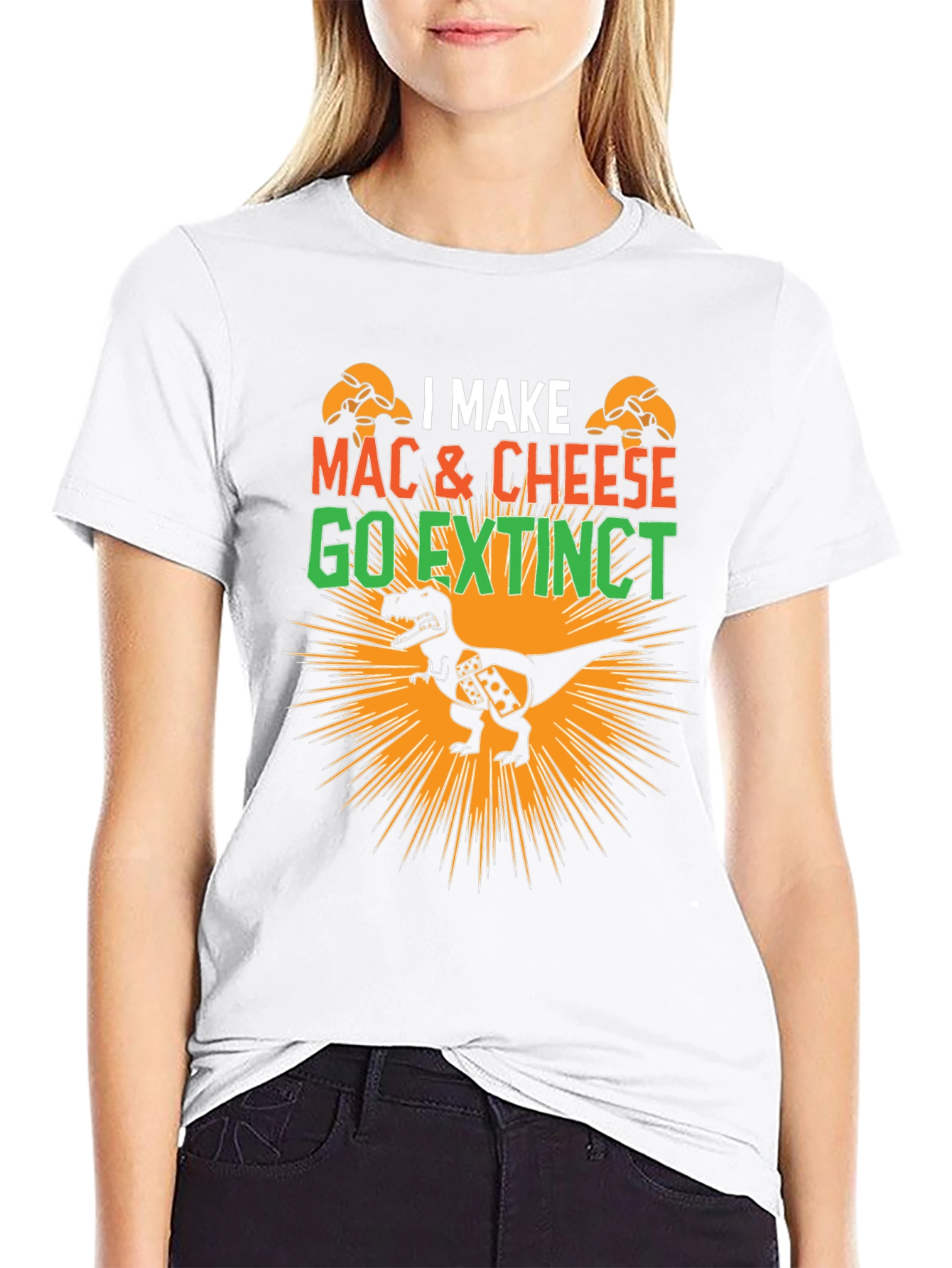 Black Mac & Cheese T-Rex Graphic T-Shirt view 9
