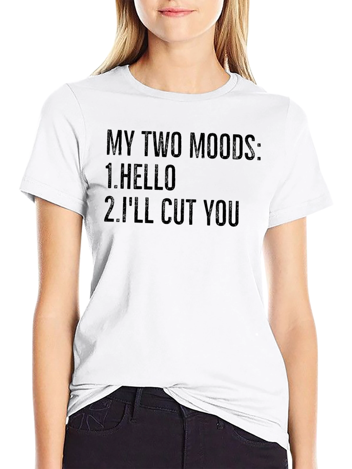 Black My Two Moods Graphic Tee - Funny Slogan T-Shirt view 9