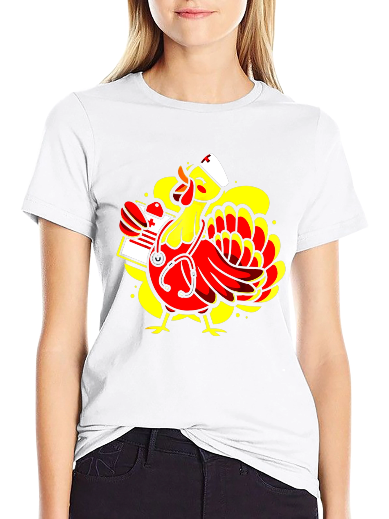 Black Nurse Chicken T-Shirt - Funny Animal Tee view 9