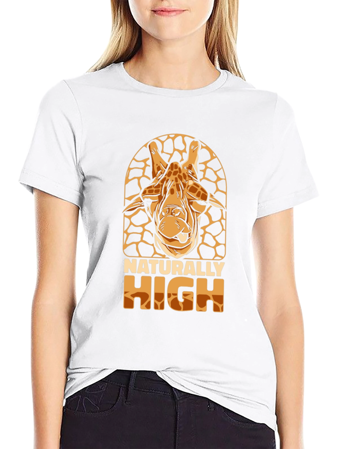 Black Naturally High Giraffe Graphic T-Shirt view 9