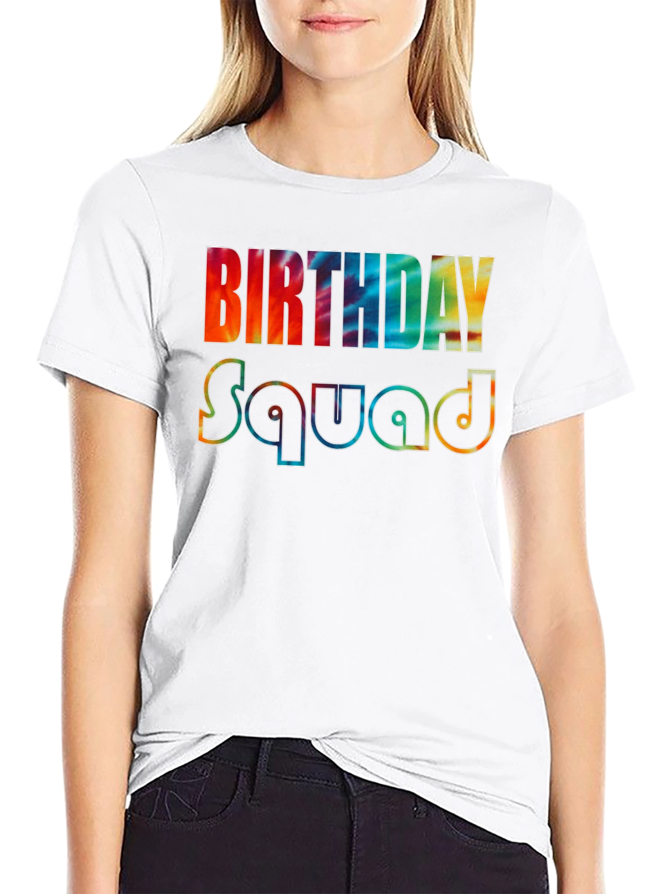 Black Birthday Squad Tie-Dye Graphic Tee view 9