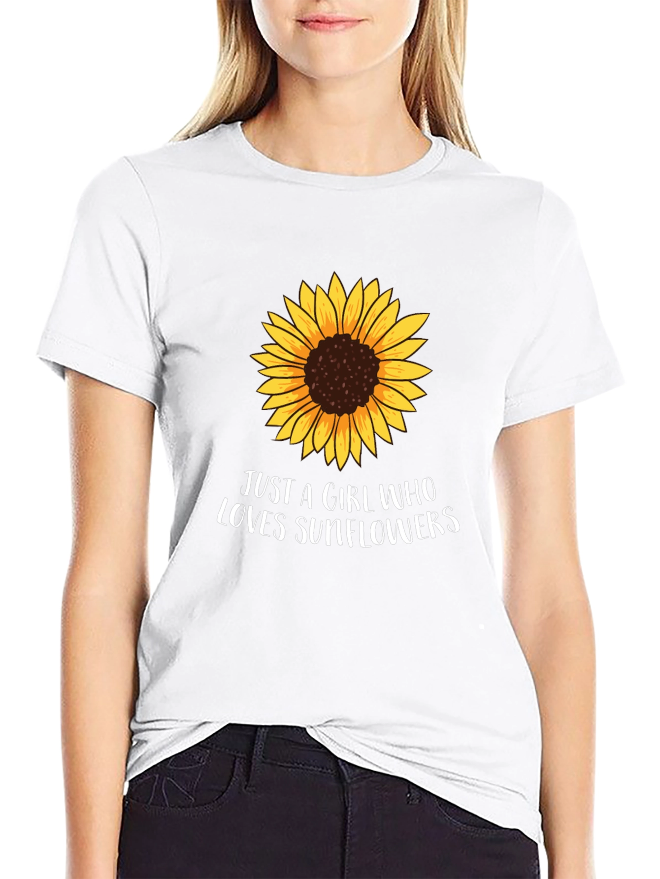 Black Sunflower Graphic Tee - "Just a Girl Who Loves Sunflowers" view 9