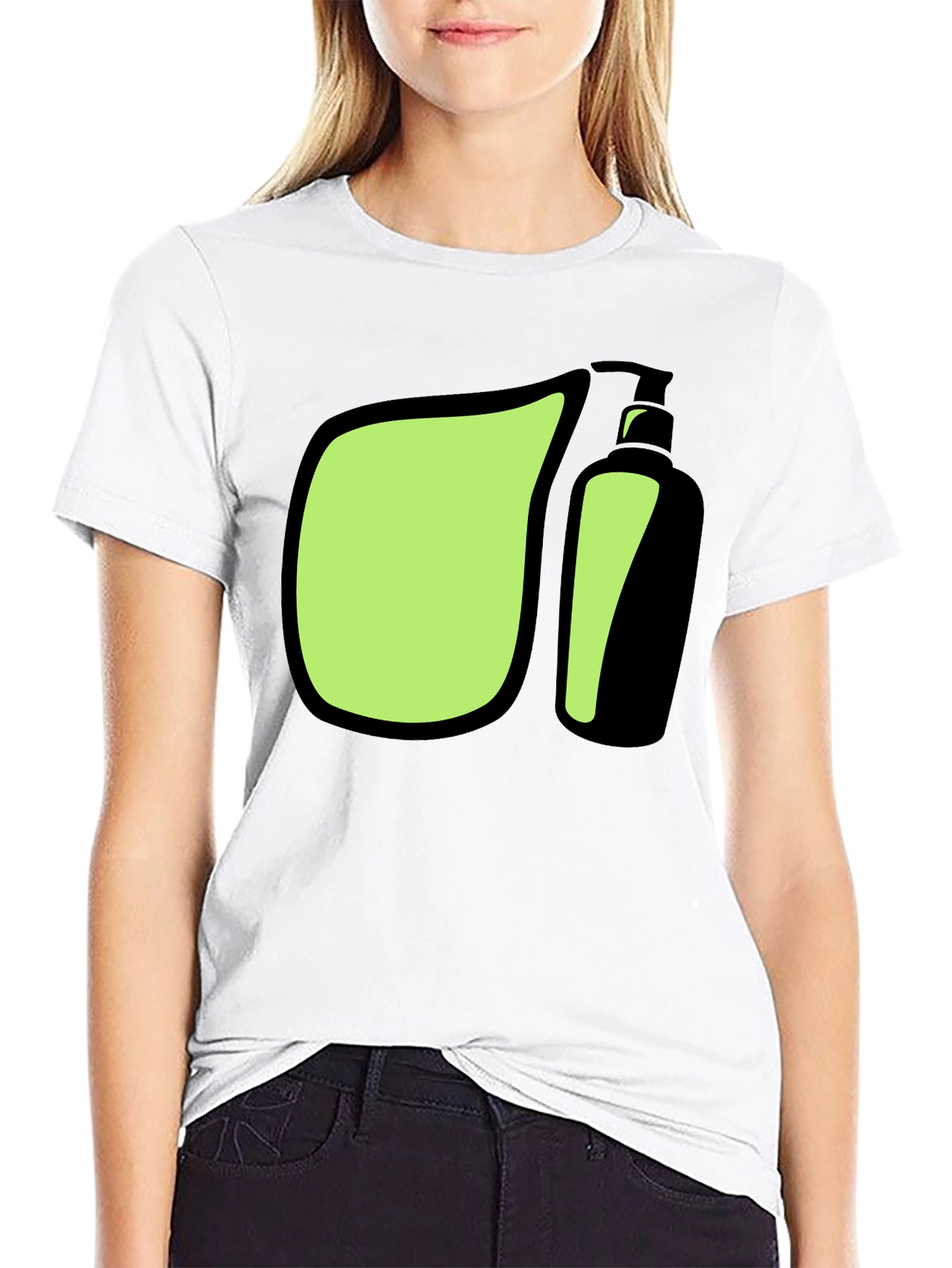 Black Modern Graphic Tee - Green and Black Design view 9