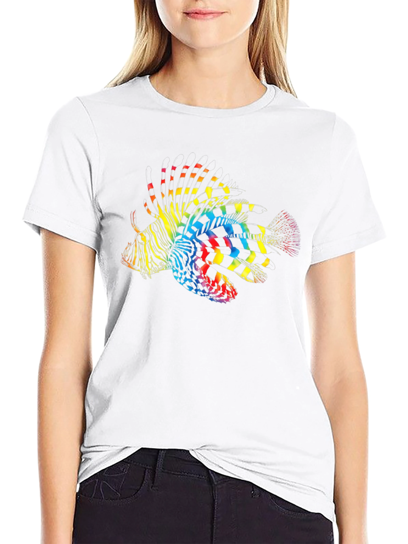 Black Rainbow Lionfish Graphic Tee - Men's Black T-Shirt view 9