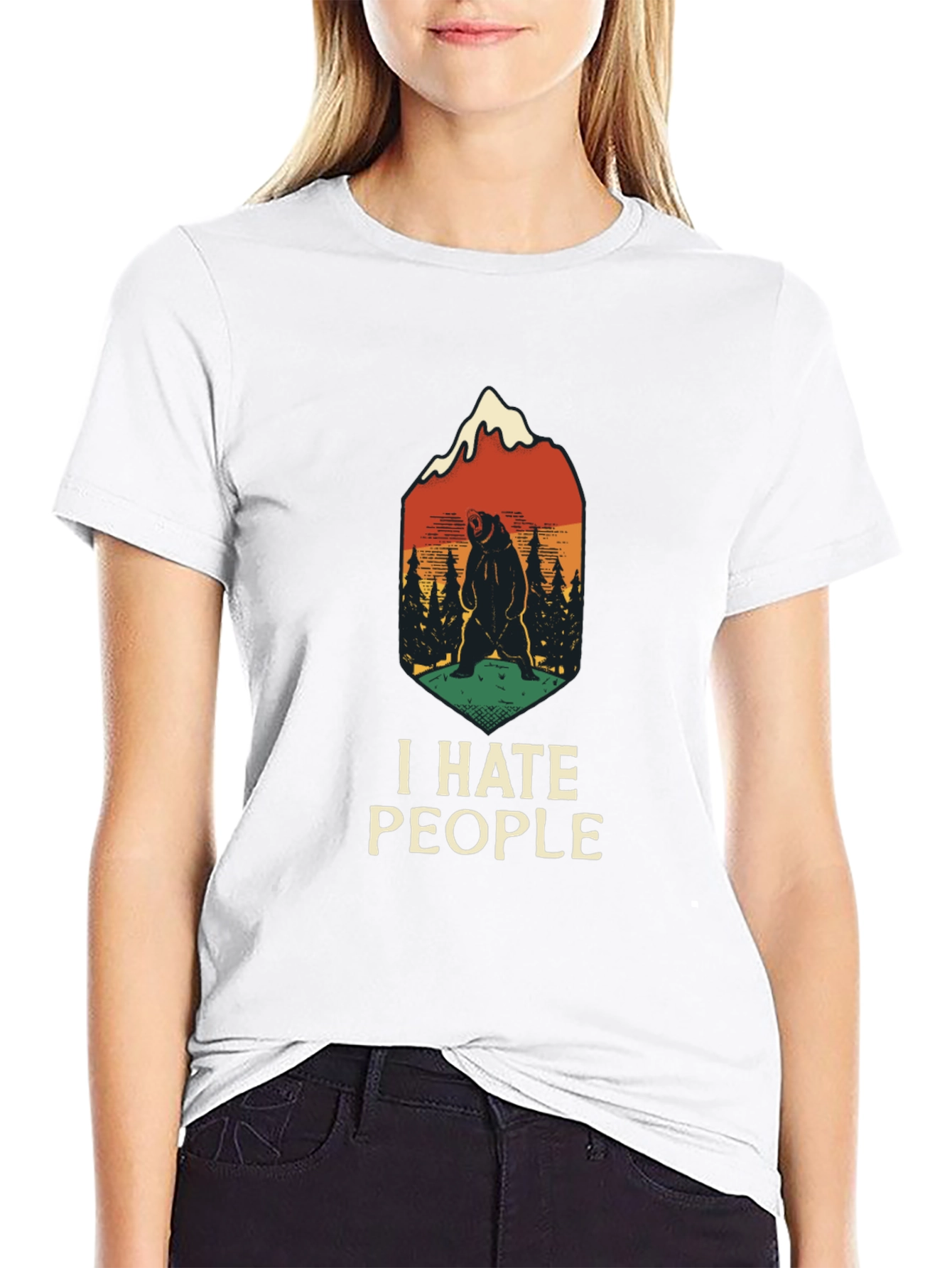 Black I Hate People Bear T-Shirt view 9