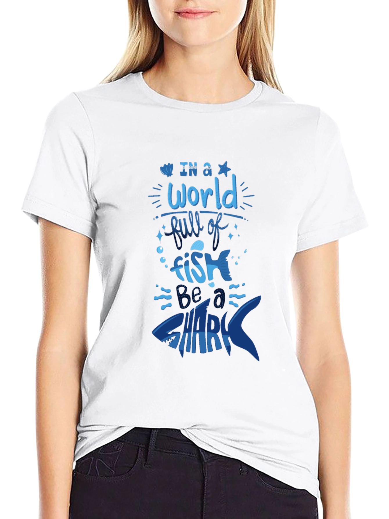 Black Be a Shark T-Shirt - Bold Graphic Tee view 9