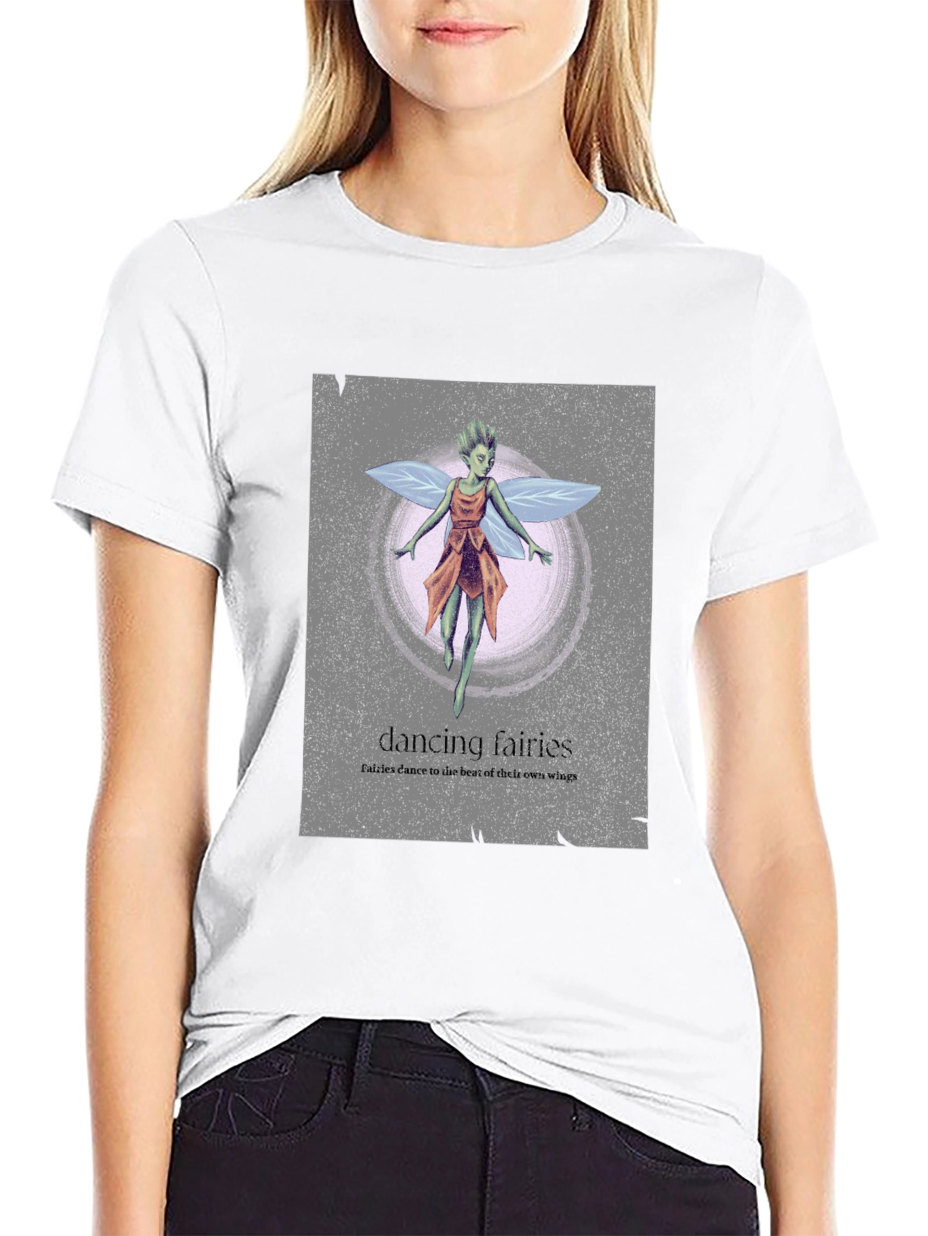 Black Dancing Fairies Graphic Tee - Unique Design, Soft Cotton view 9