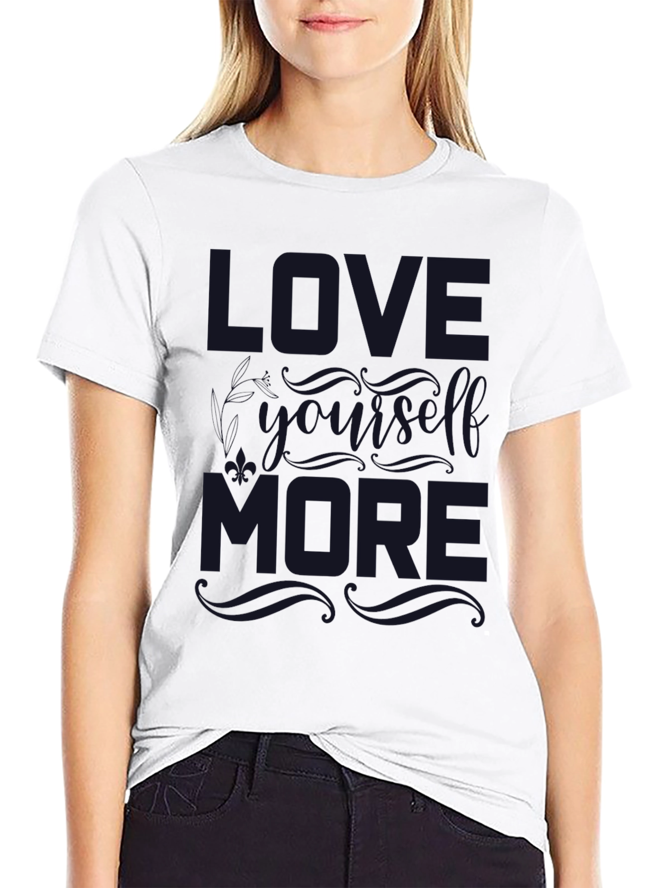 Black Love Yourself More Graphic T-Shirt view 9