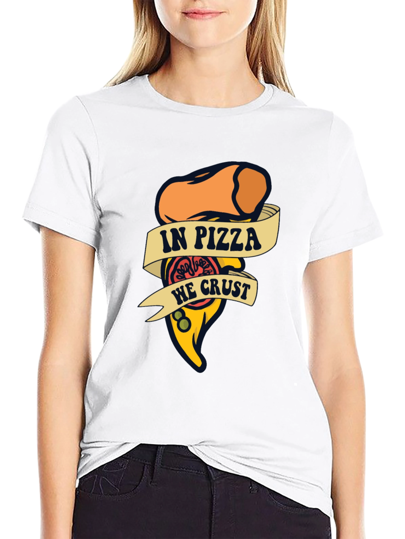 Black In Pizza We Crust Funny Graphic T-Shirt view 9