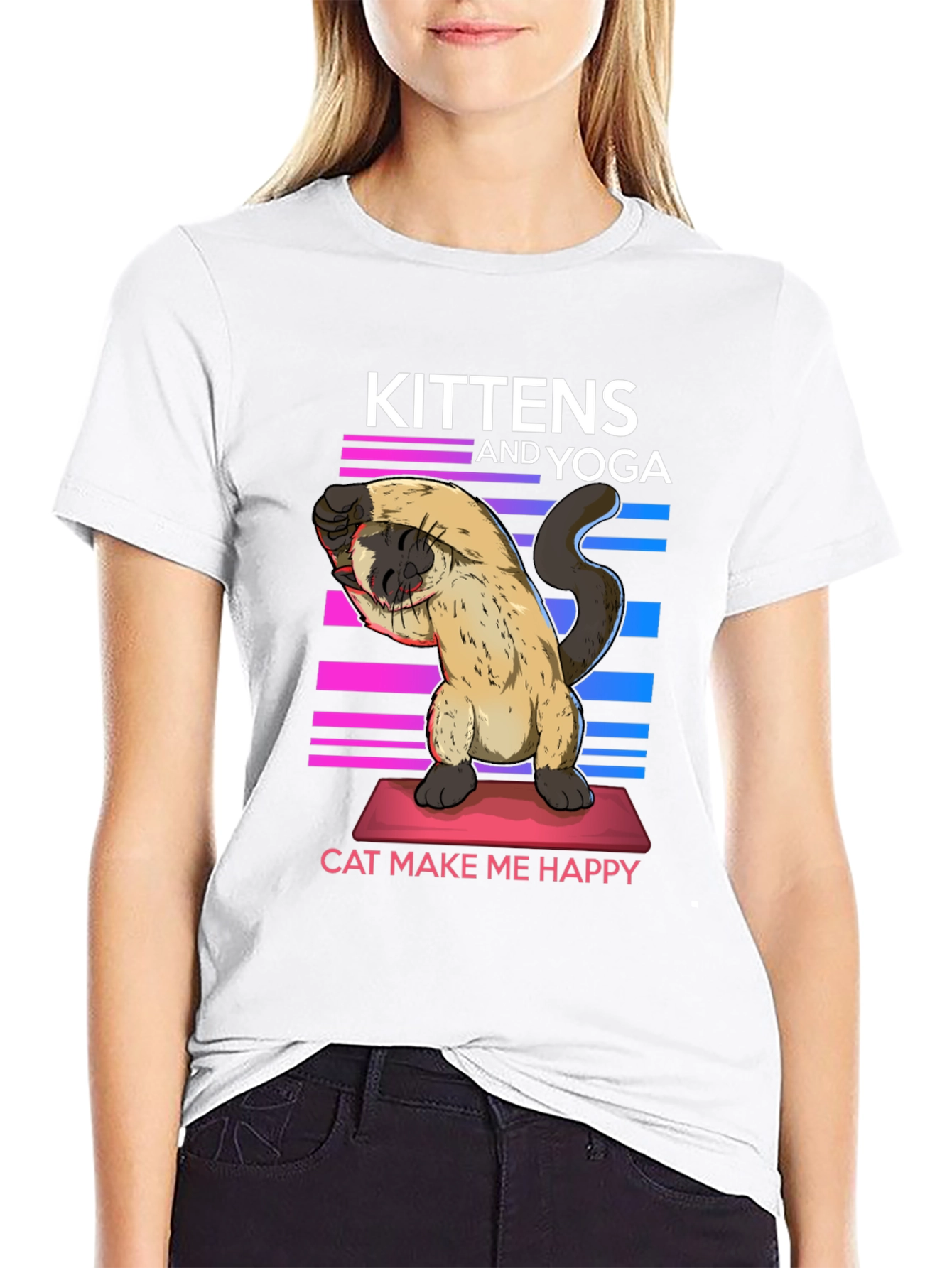 Black Kittens & Yoga Cat Lover T-Shirt view 9