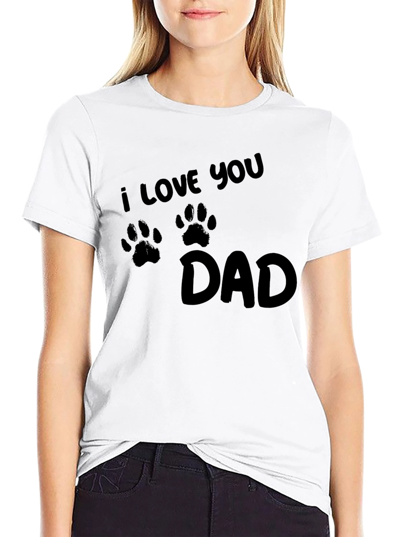 Black I Love You Dad Paw Print T-Shirt view 9