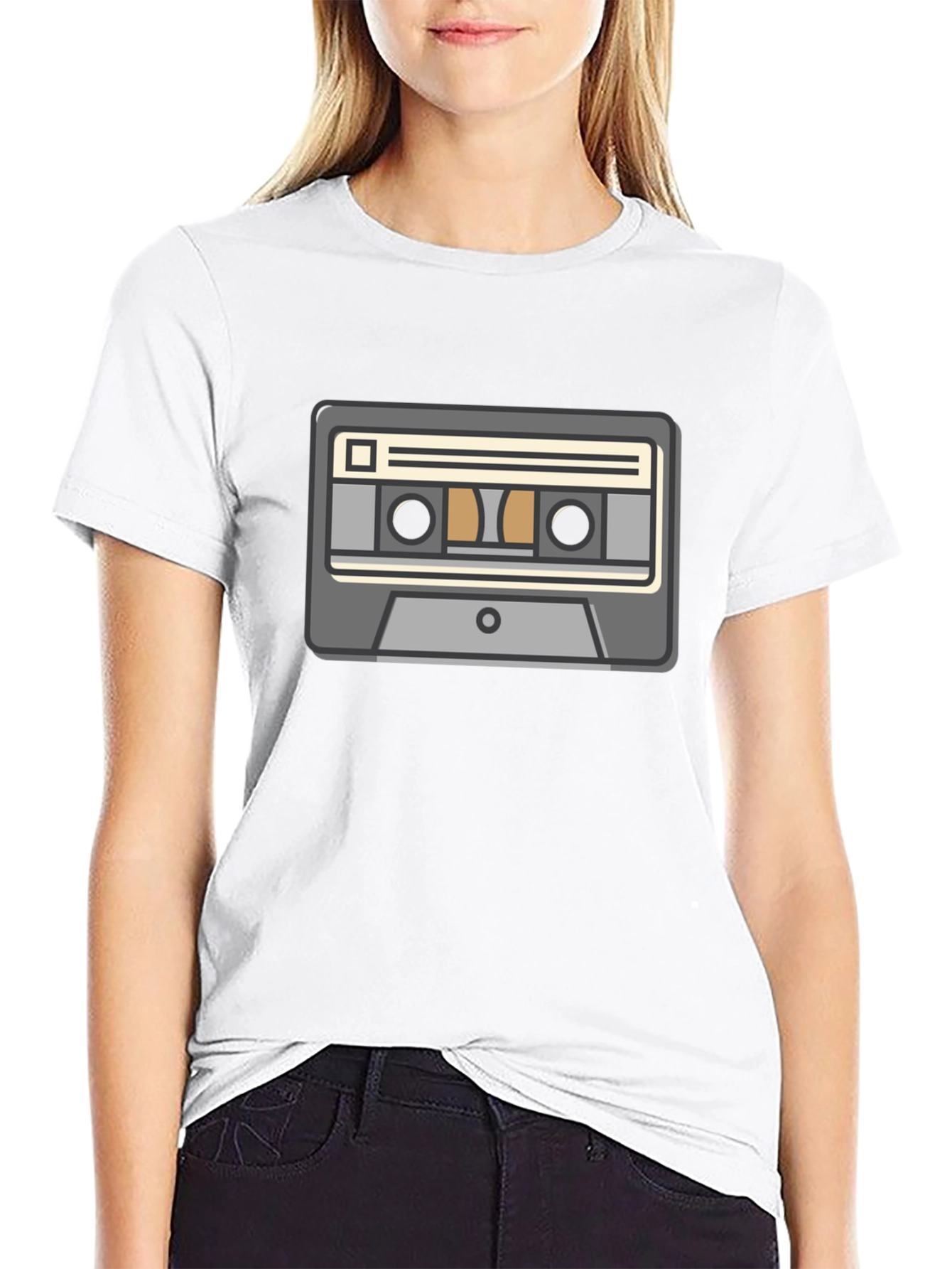 Black Retro Cassette Tape Graphic Tee - Classic Music Lover Shirt view 9