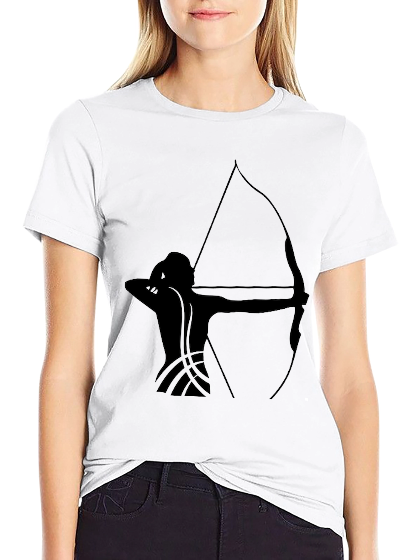 Black Archery Silhouette Black T-Shirt view 9
