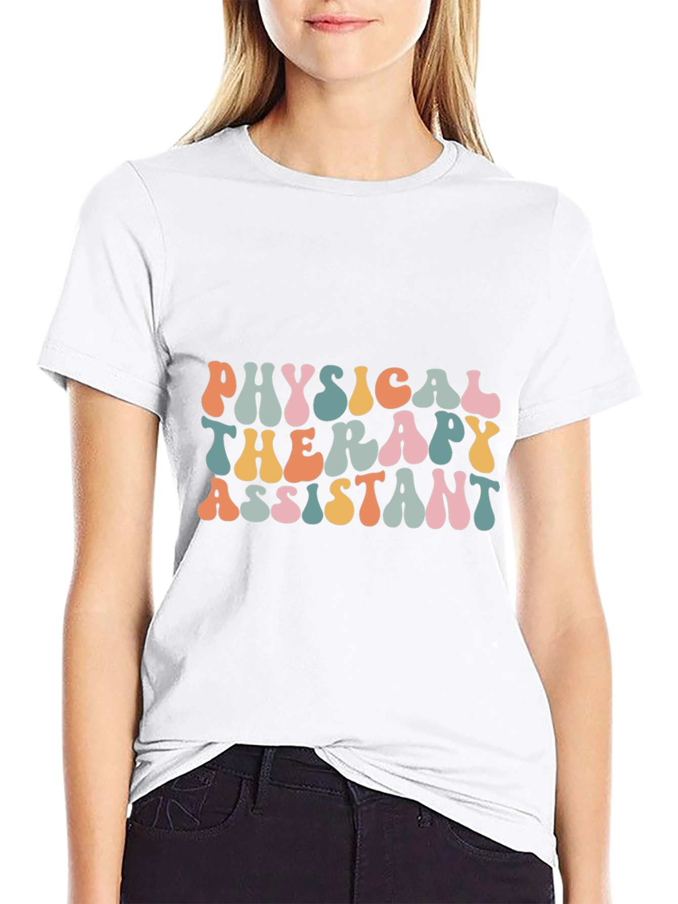 Black Physical Therapy Assistant Retro T-Shirt view 9