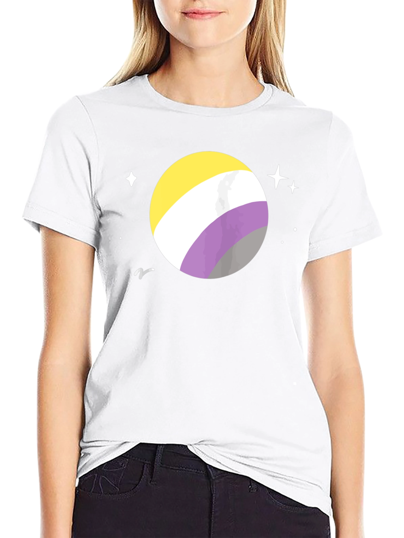 Black Nonbinary Pride Space T-Shirt - Black Cotton view 9