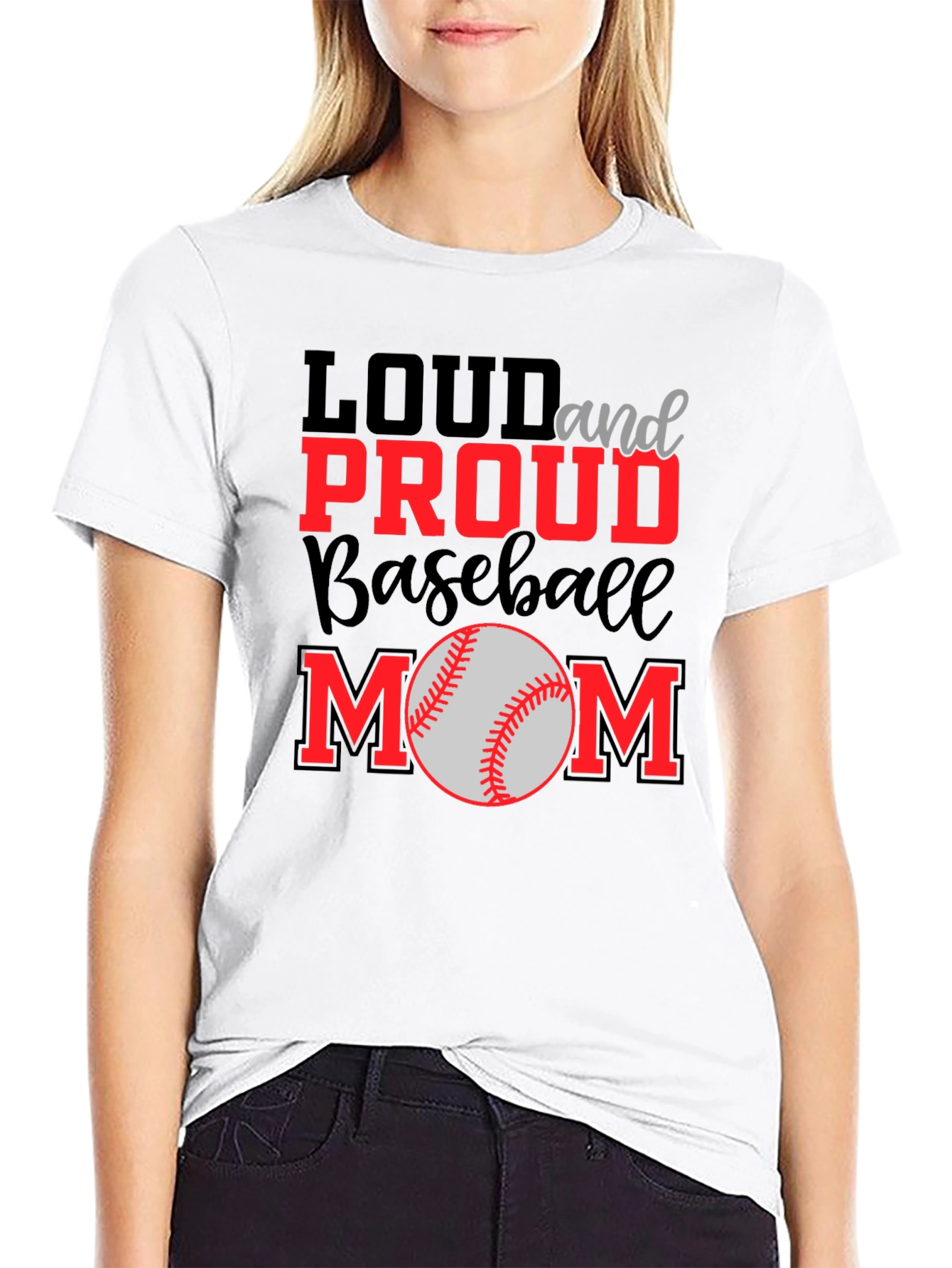 Black Loud and Proud Baseball Mom Graphic Tee view 9