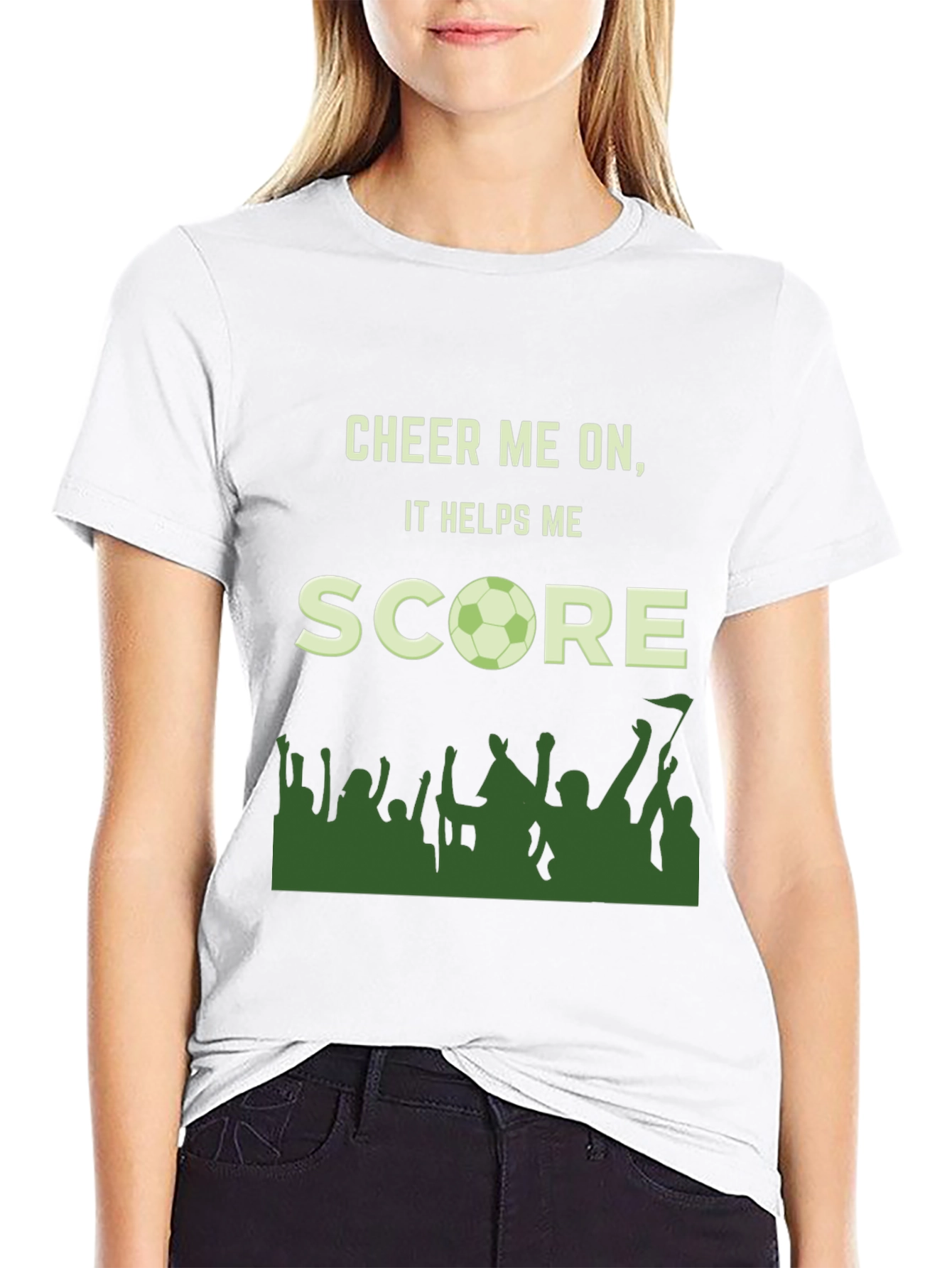 Black Cheer Me On Soccer T-Shirt view 9
