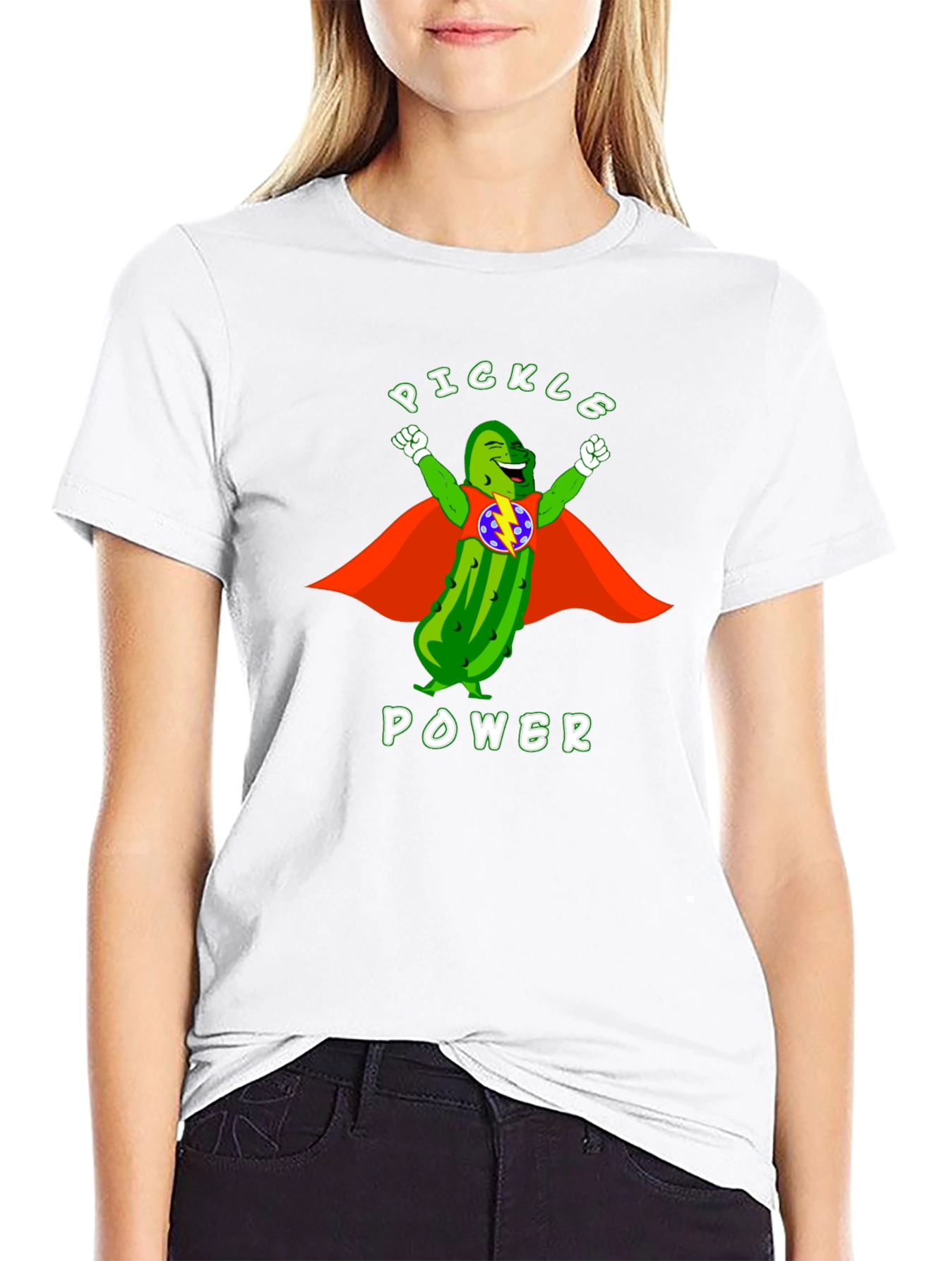 Black Pickle Power T-Shirt: Superhero Dill Graphic Tee view 9