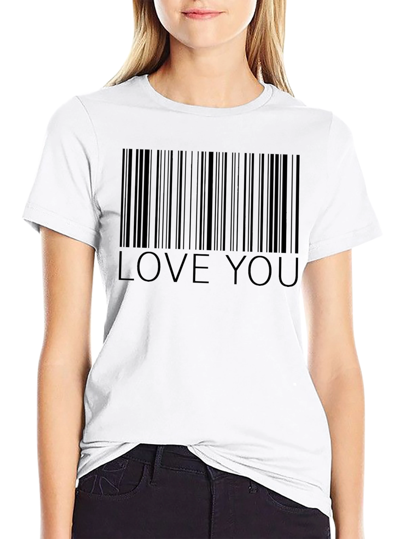 Black Love You Barcode Black T-Shirt - Unique Graphic Tee view 9
