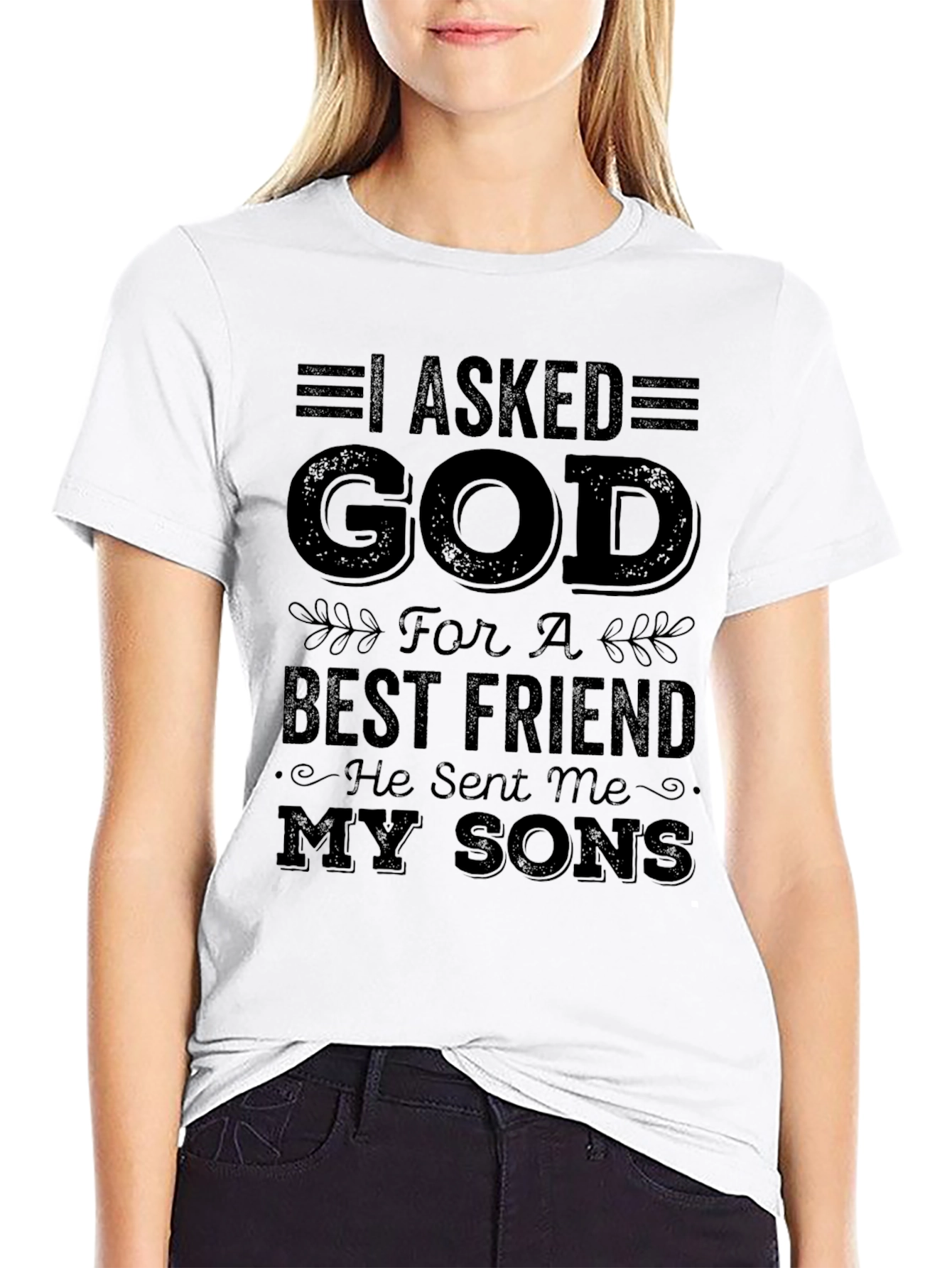 Black I Asked God For Sons T-Shirt - Best Friend Gift view 9