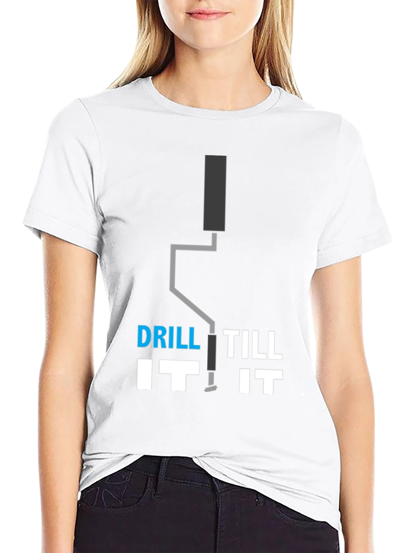 Black Drill Till It T-Shirt - Funny Construction Tee view 9