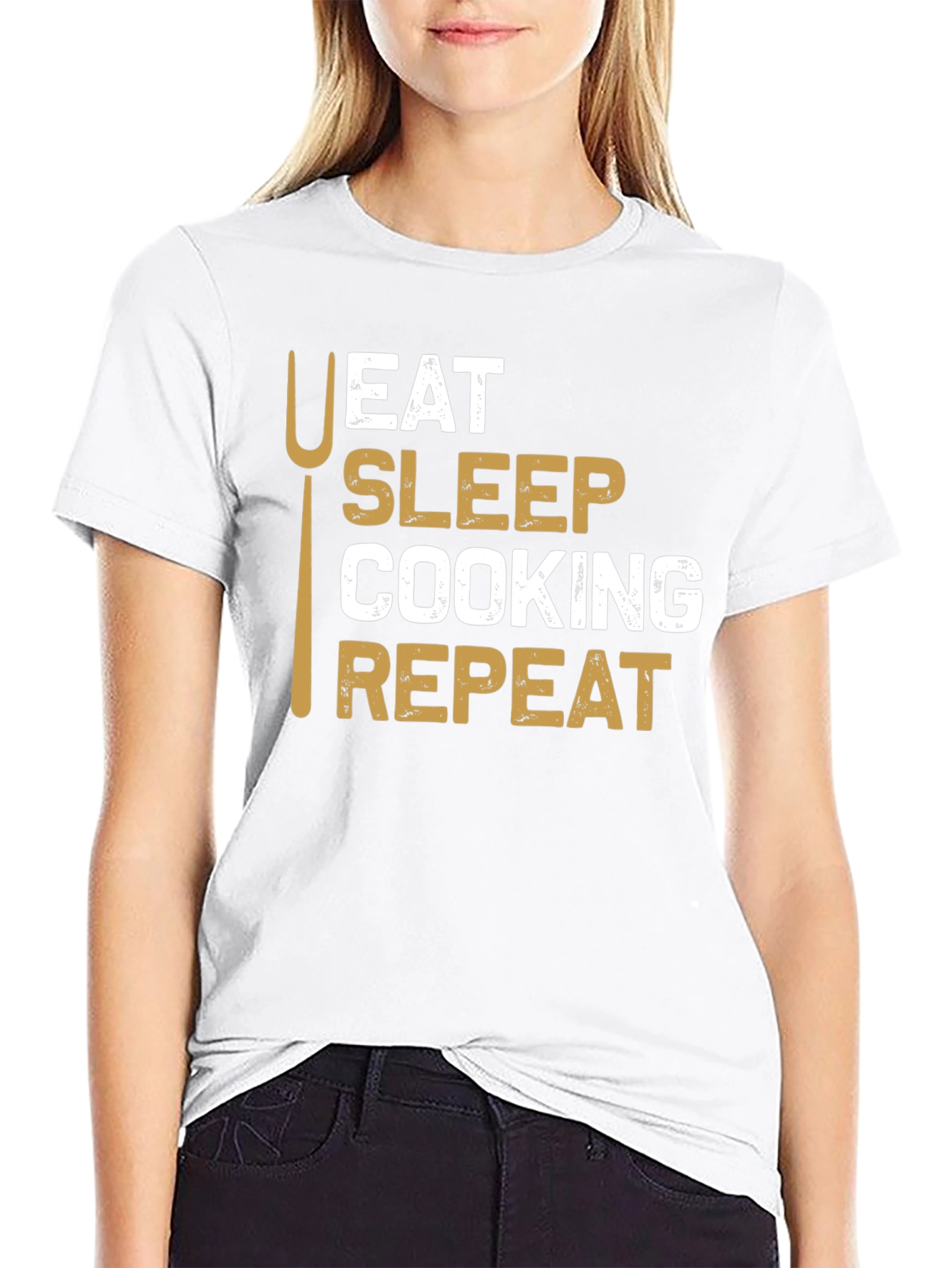 Black Eat Sleep Cooking Repeat T-Shirt - Chef Gift view 9