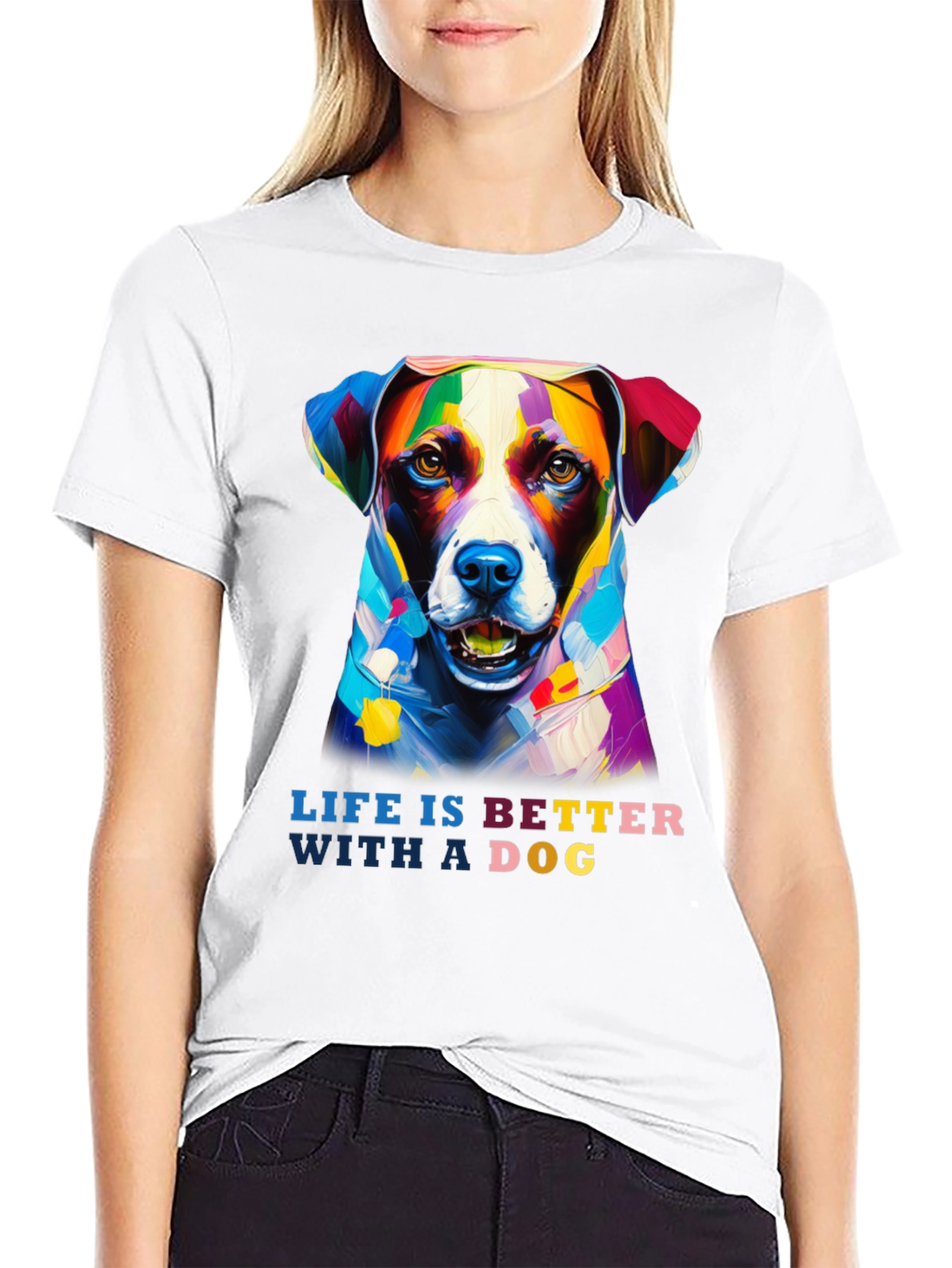 Black Life is Better with a Dog T-Shirt - Artistic Dog Portrait view 9