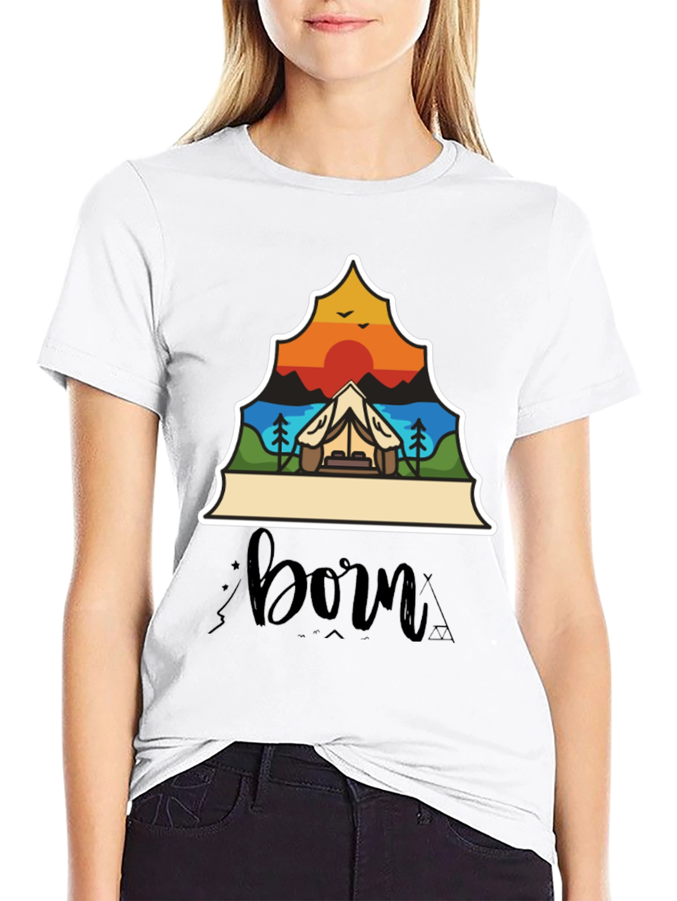 Black Camping Adventure T-Shirt - Born to Explore! view 9