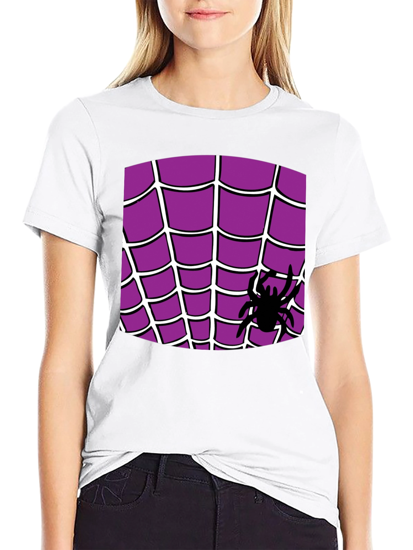 Black Spider Web T-Shirt - Halloween Costume view 9