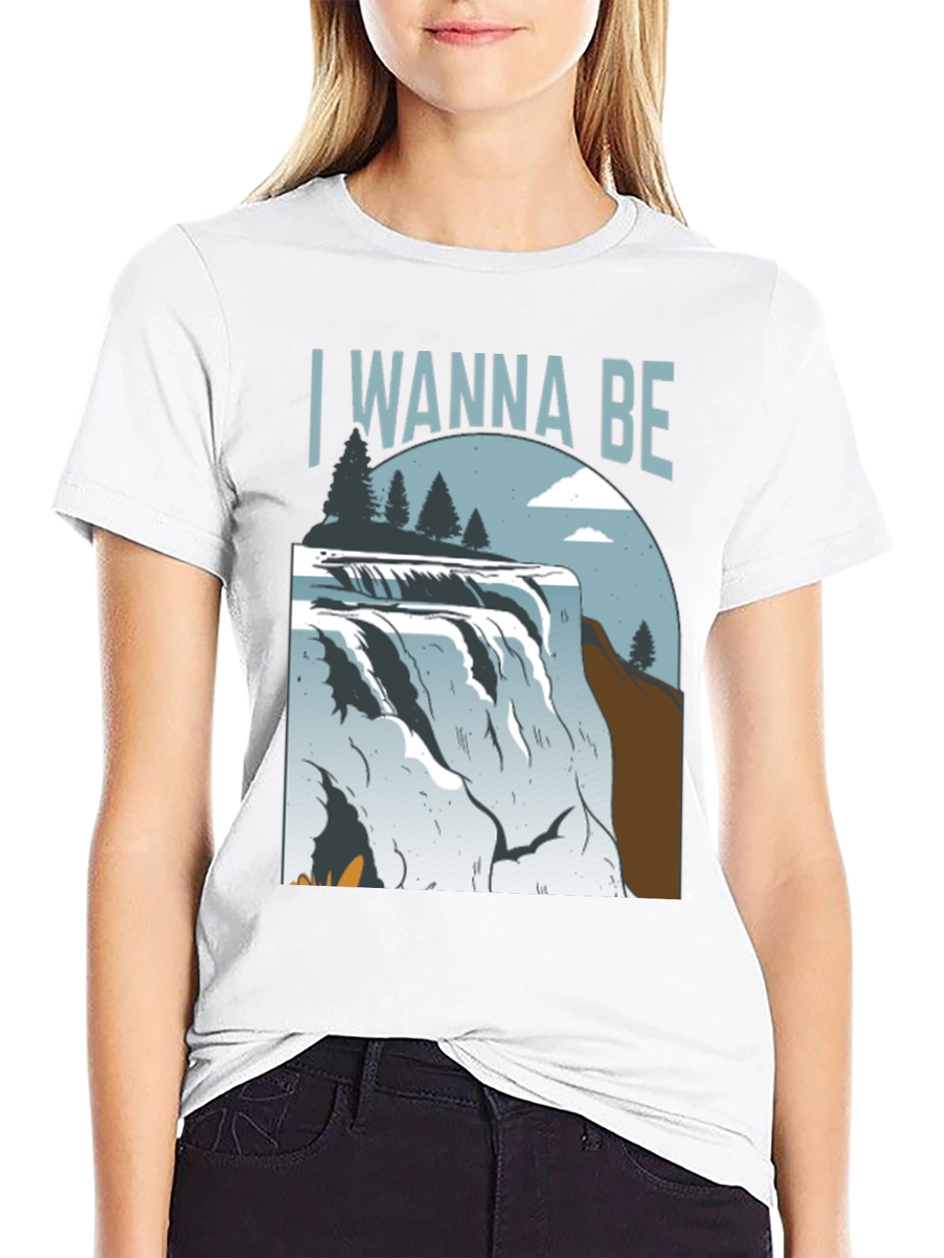 Black Wanna Be Waterfall Graphic Tee - Nature Lover's Shirt view 9