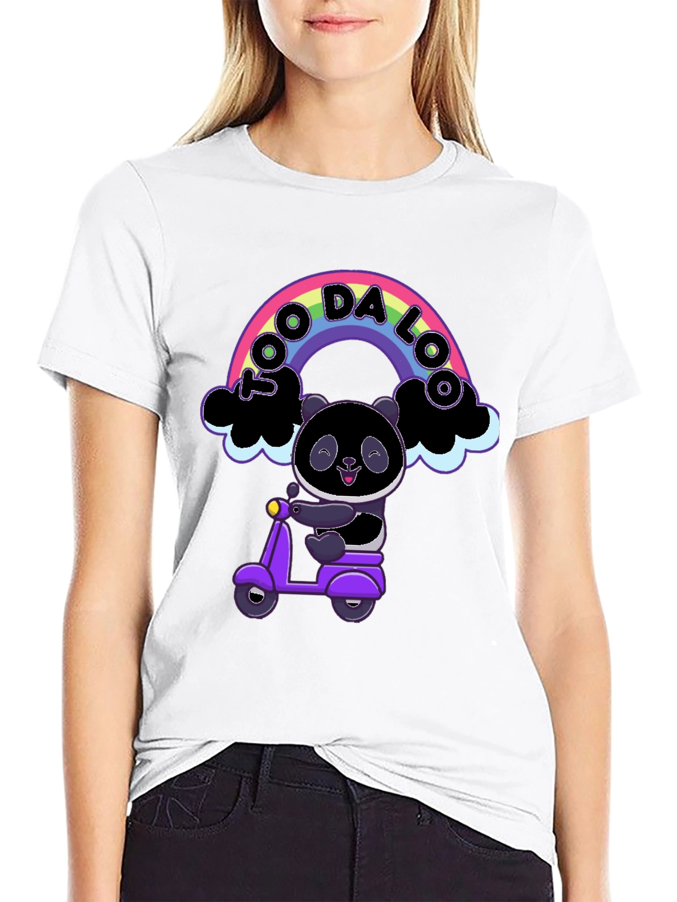 Black Cool Panda on Scooter Graphic T-Shirt view 9