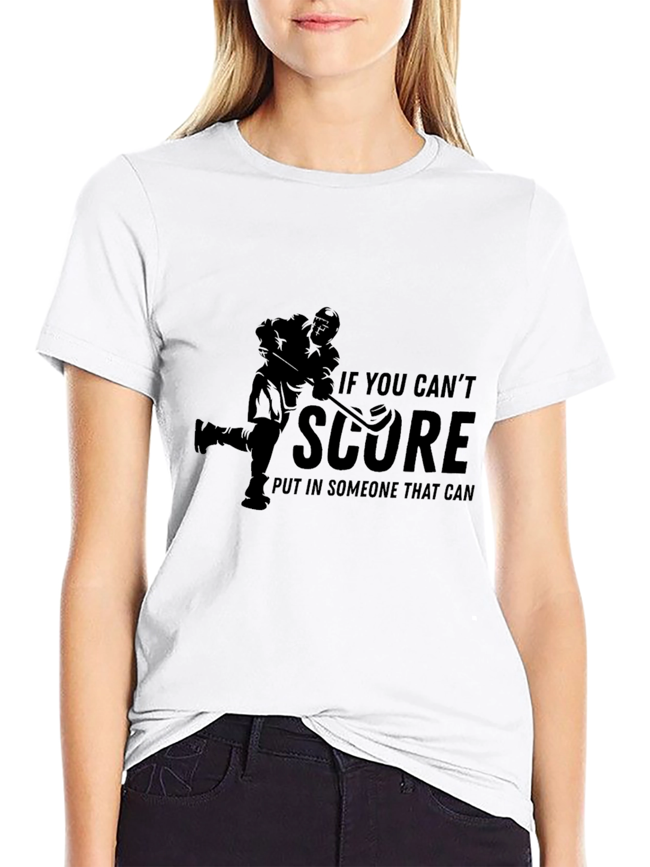 Black Hockey T-Shirt - If You Can't Score, Funny Sports Tee view 9