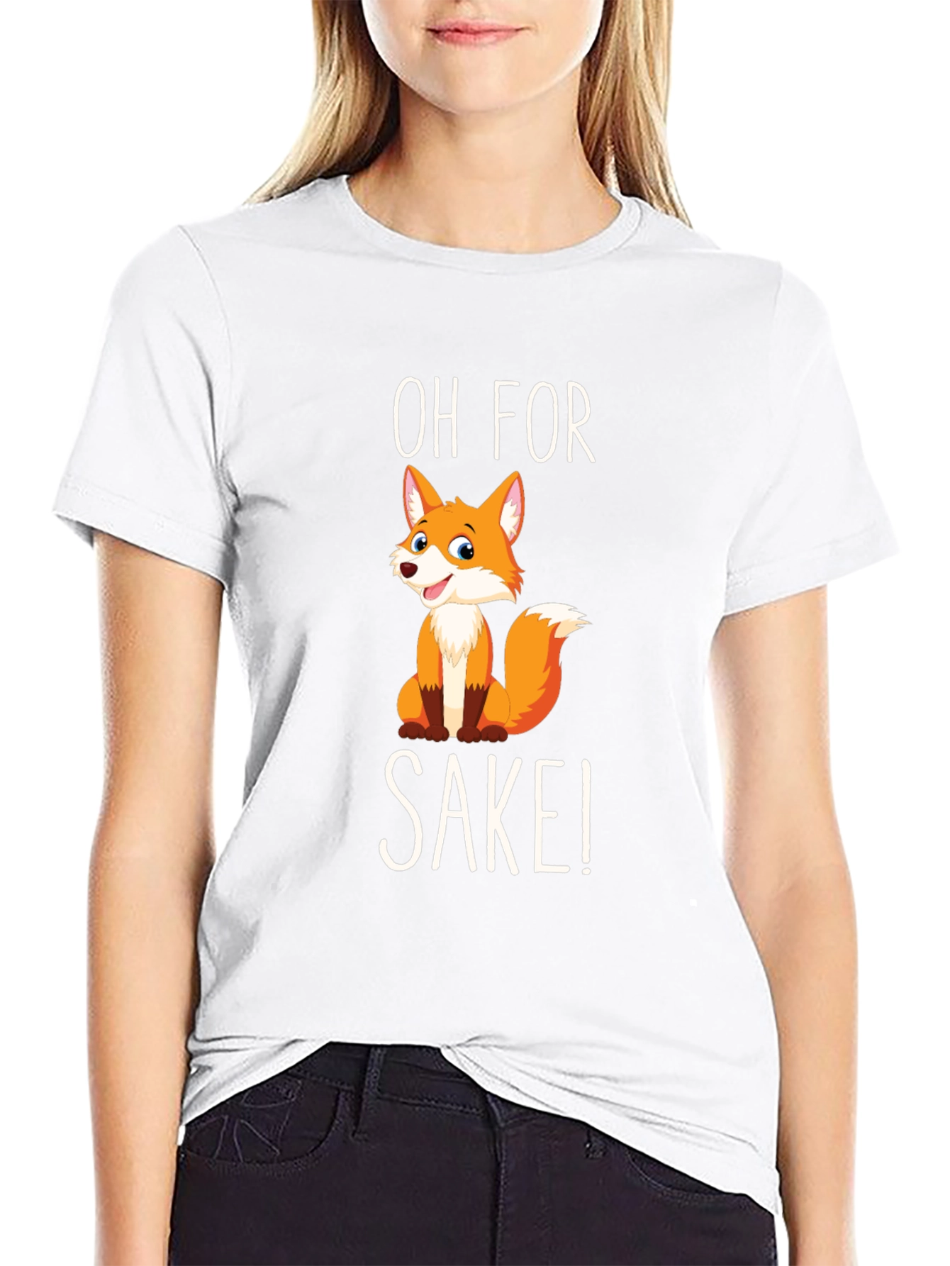 Black Funny Fox Graphic T-Shirt - Oh For Fox Sake! view 9