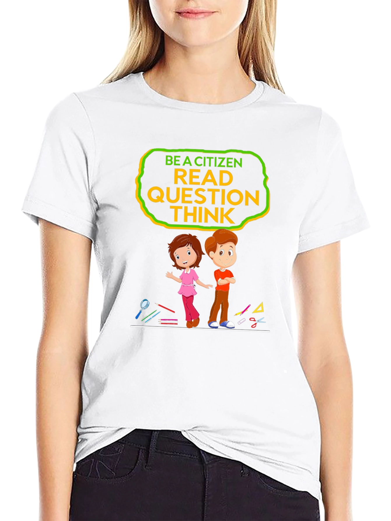 Black Be a Citizen Read Question Think T-Shirt view 9