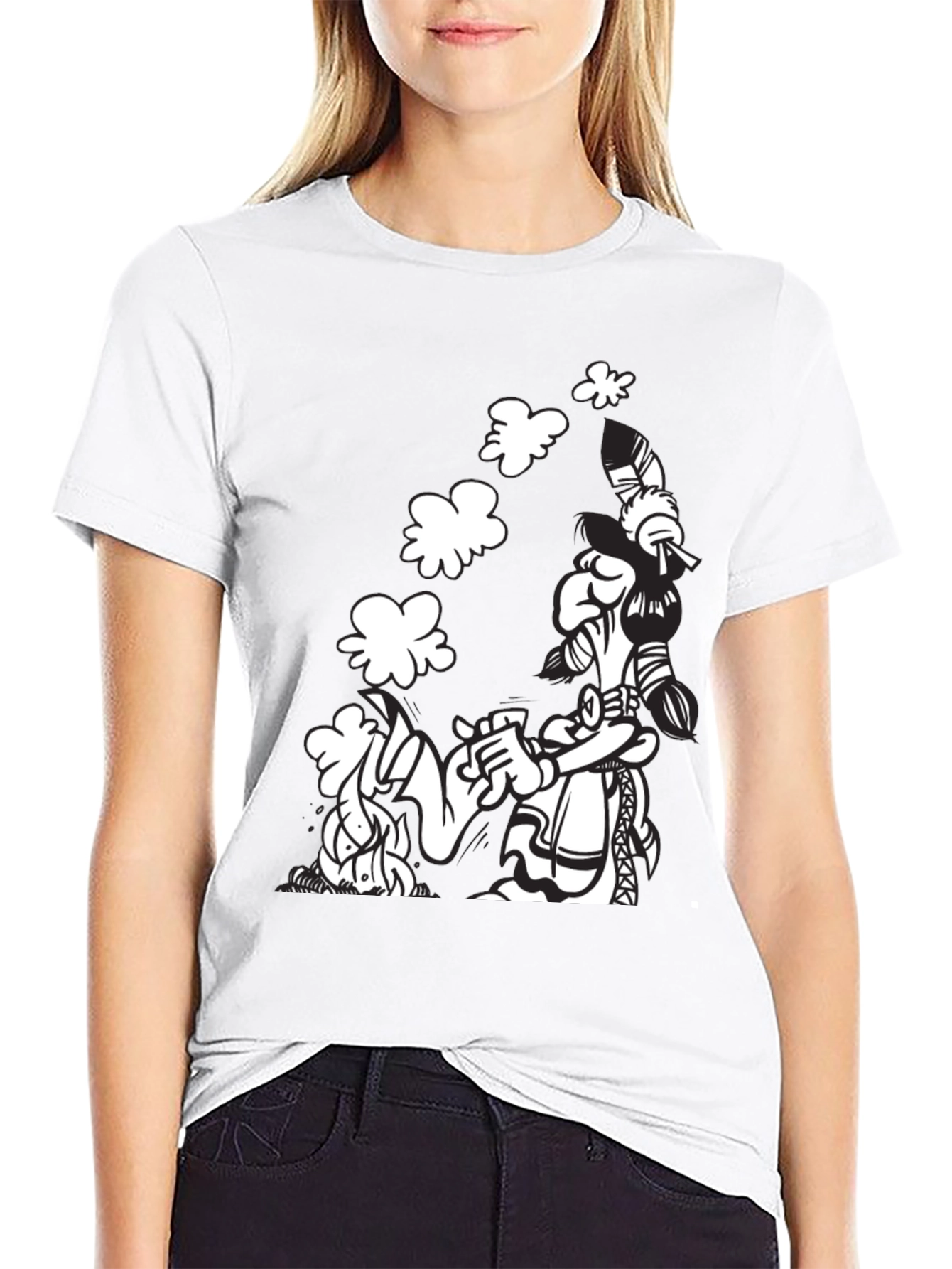 Black Black T-Shirt with Cartoon Graphic view 9