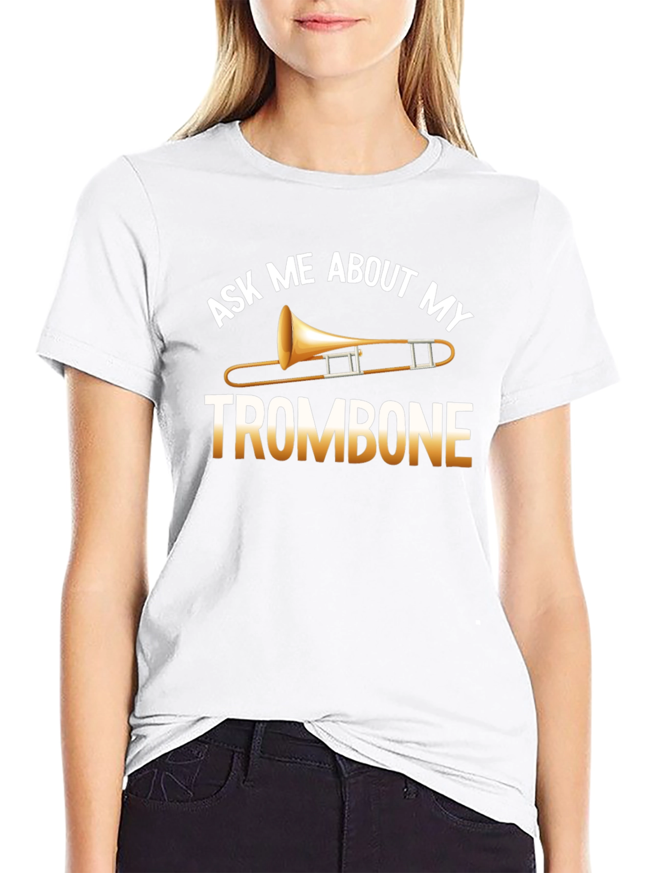 Black Ask Me About My Trombone Black T-Shirt view 9