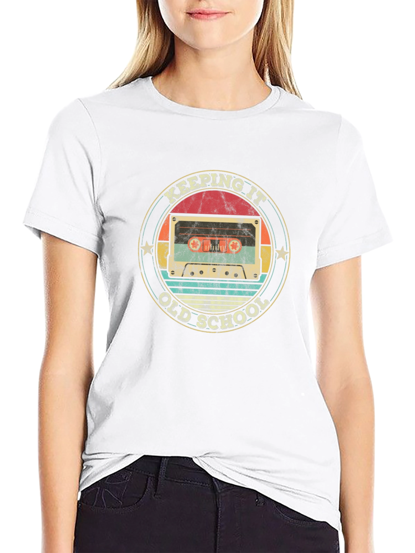 Black Keeping it Old School Retro Cassette T-Shirt view 9