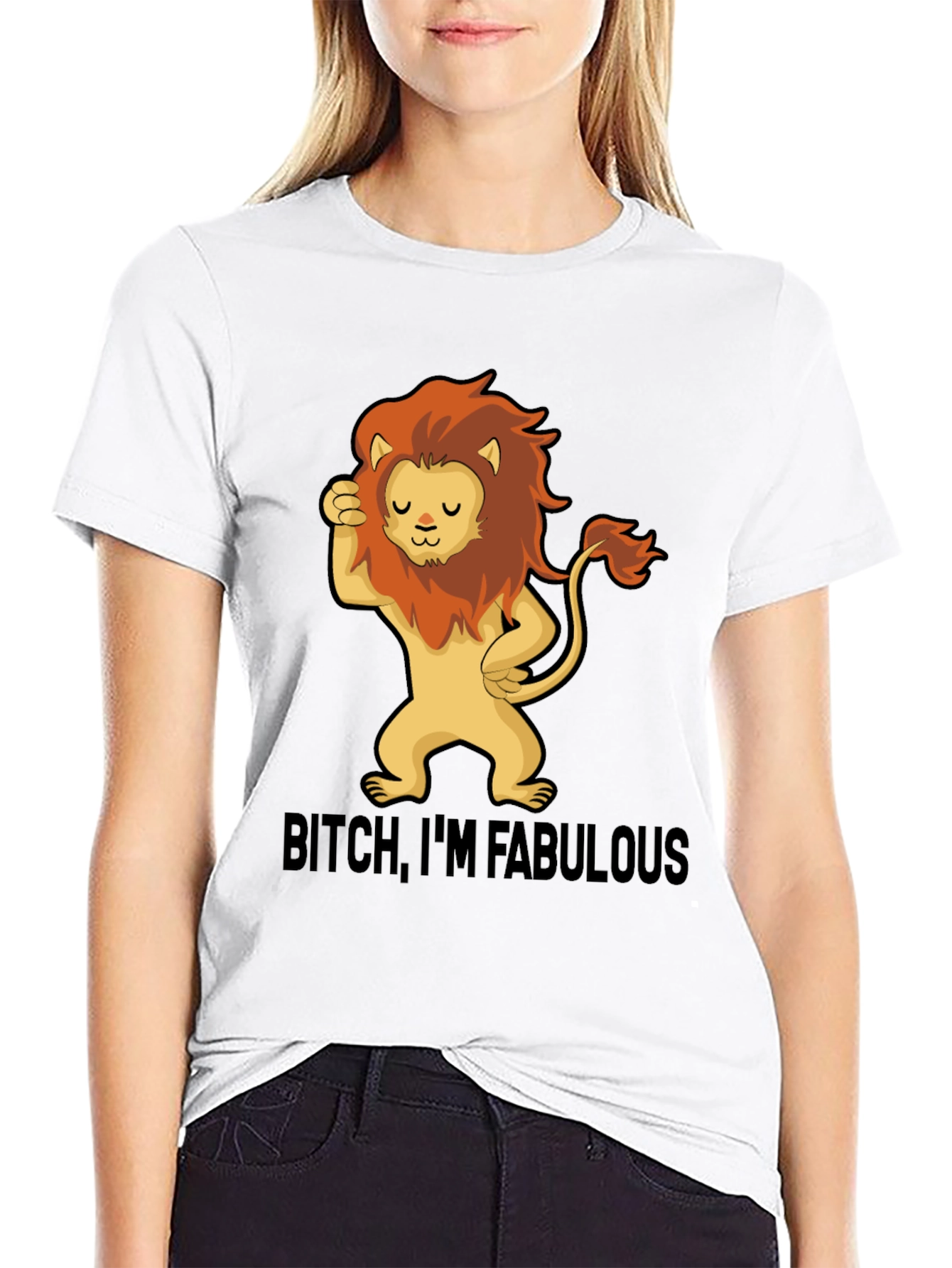 Black Fabulous Lion Graphic Tee - Stylish Black T-Shirt view 9