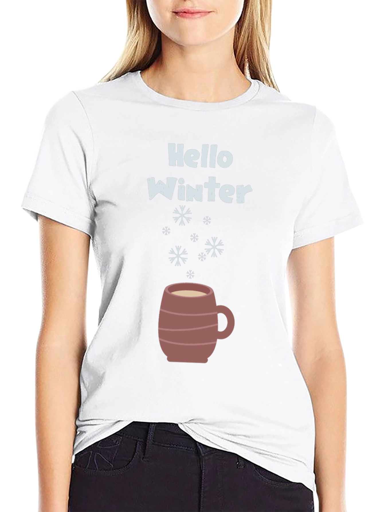 Black Hello Winter Graphic Tee - Cozy Mug Design view 9