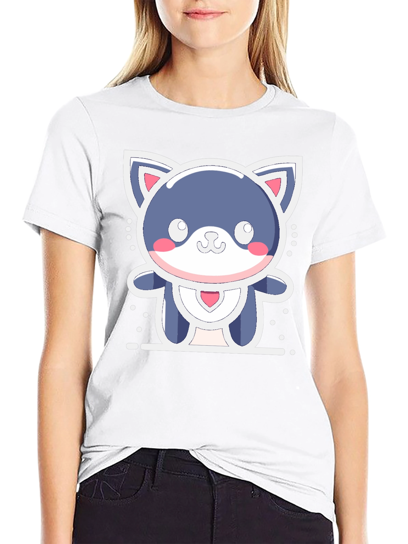 Black Cute Kawaii Cat T-Shirt - Soft & Stylish view 9