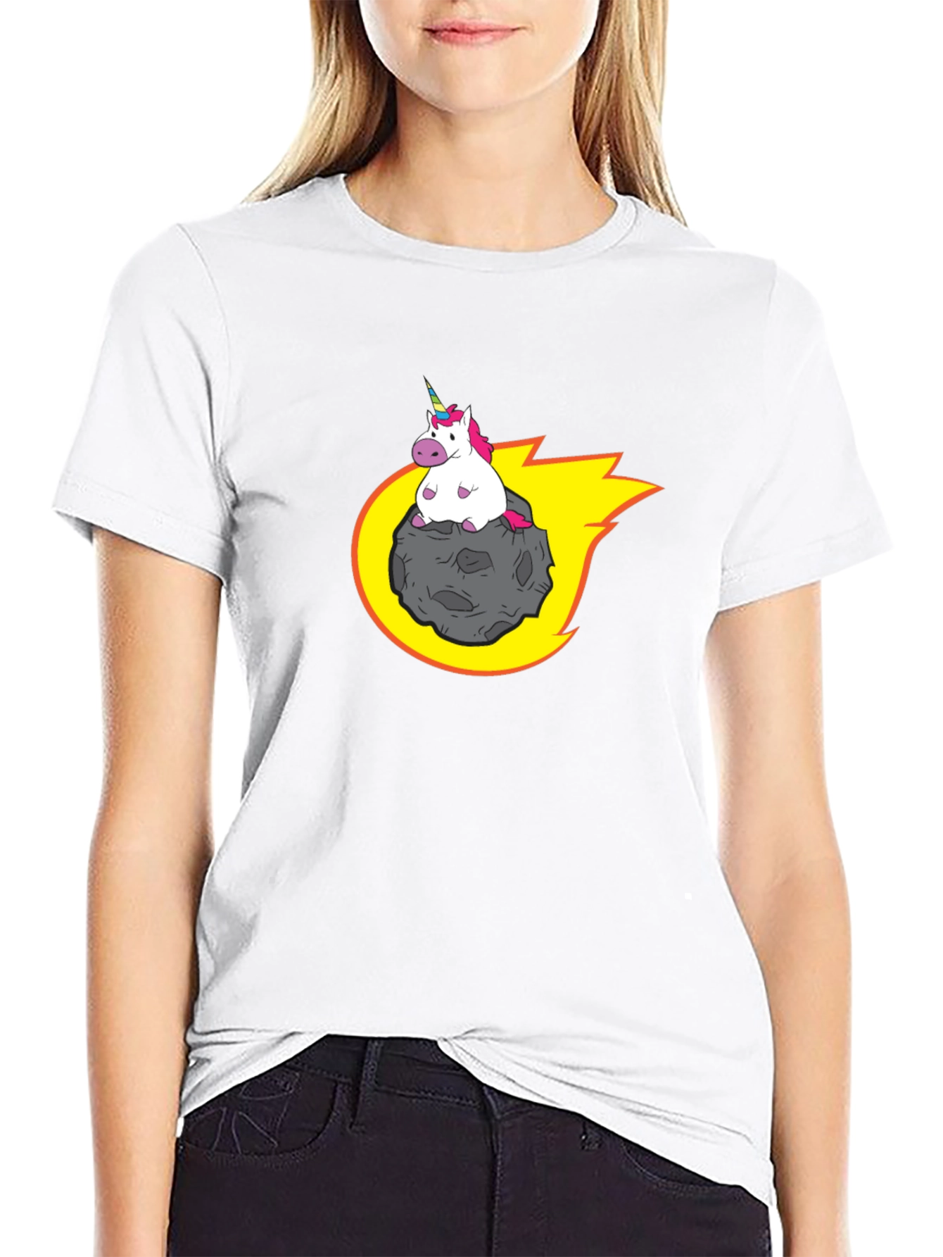 Black Unicorn Riding Meteor T-Shirt view 9