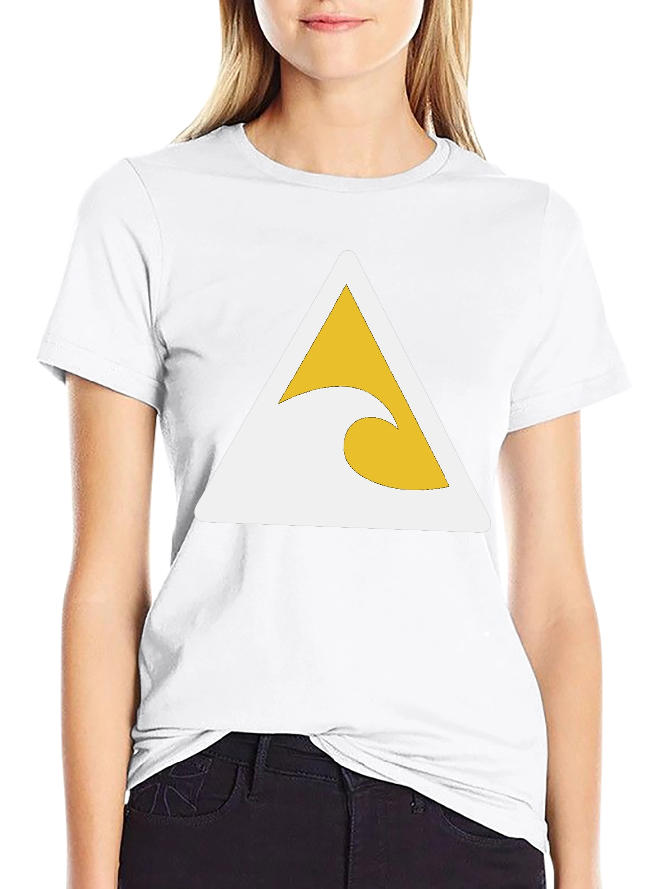 Black Black T-Shirt with Wave Triangle Graphic view 9