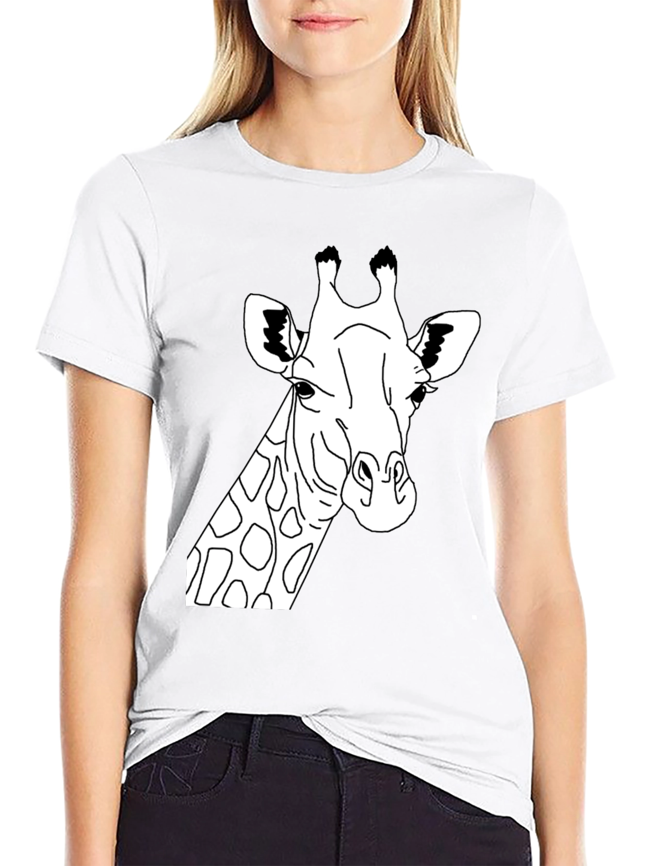 Black Giraffe Graphic Tee - Black Crew Neck T-Shirt view 9