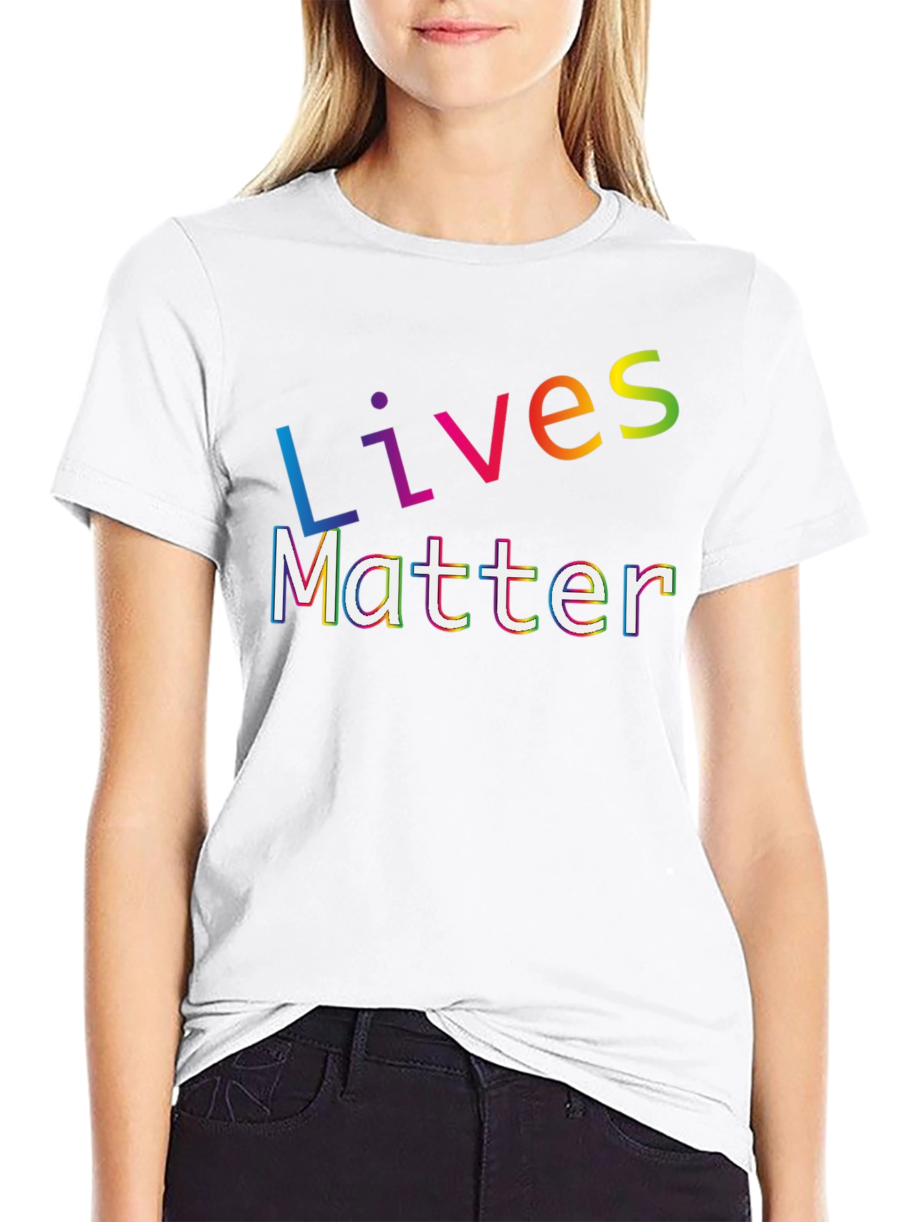 Black Rainbow Lives Matter Graphic T-Shirt view 9