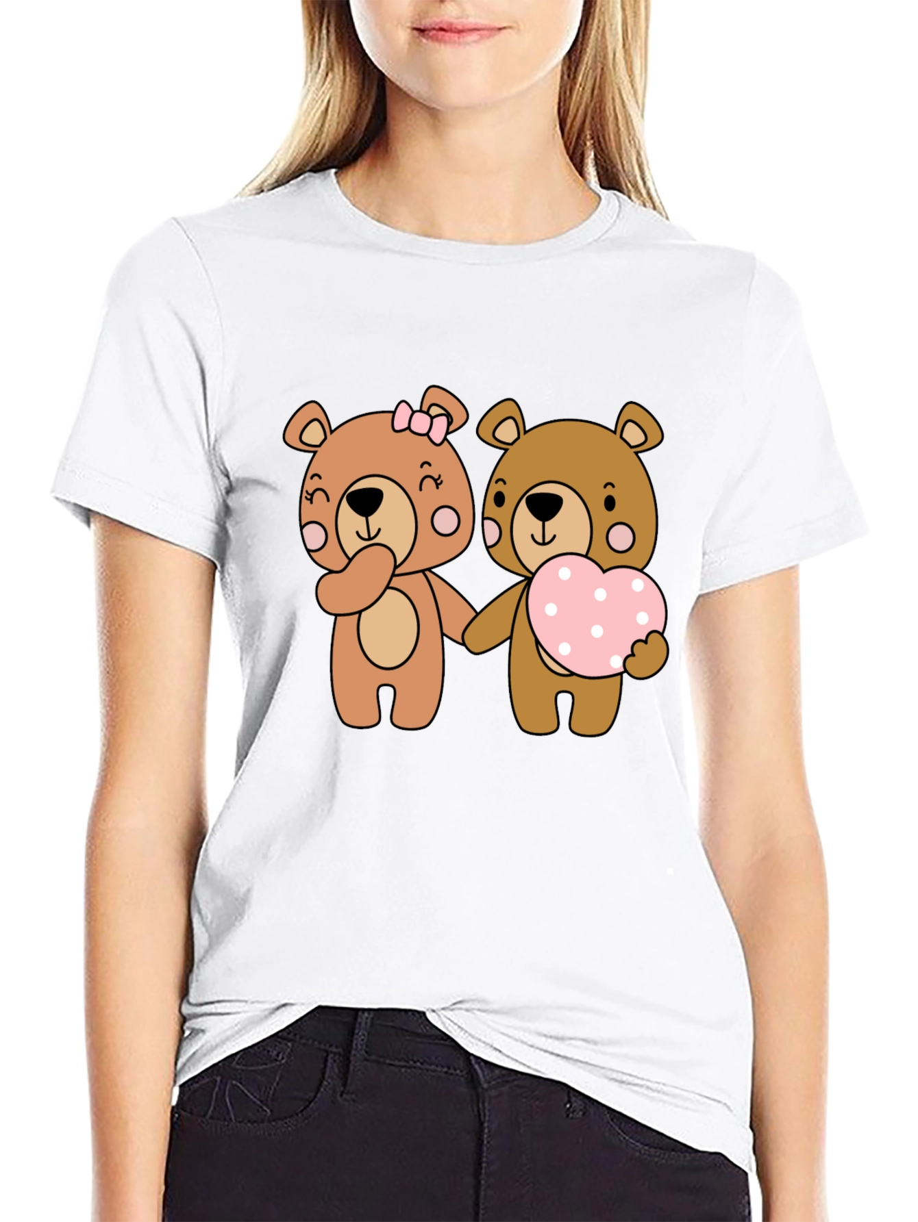 Black Bear Love Couple Black T-Shirt view 9