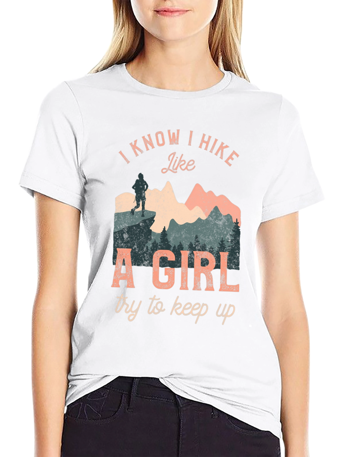 Black I Hike Like A Girl Graphic T-Shirt view 9