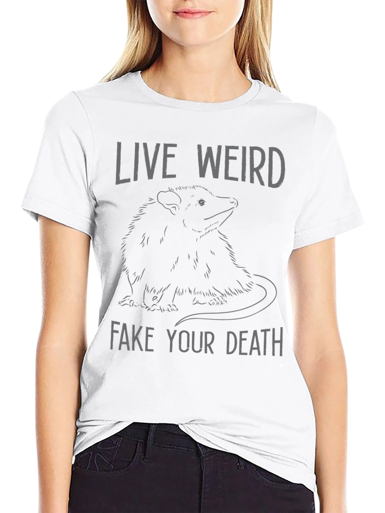Black Live Weird Fake Your Death Opossum Graphic Tee view 9